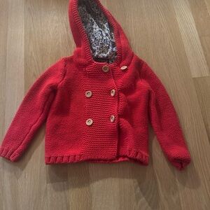 Cynthia Rowley Red Knit Jacket with Floral Lining